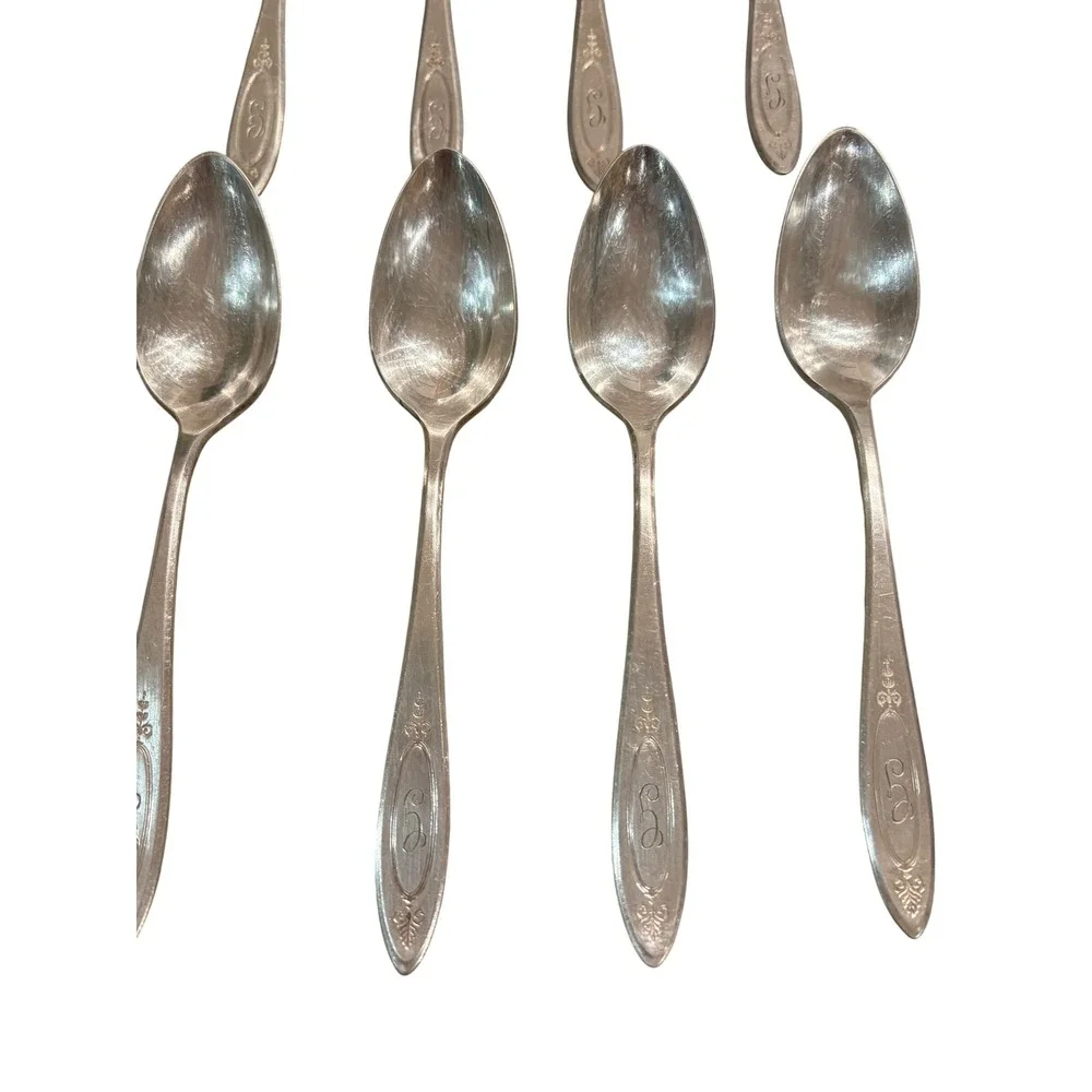 Set of (12) Community Plate (Oneida) ADAM 1917 Silverplate Teaspoons Monogrammed